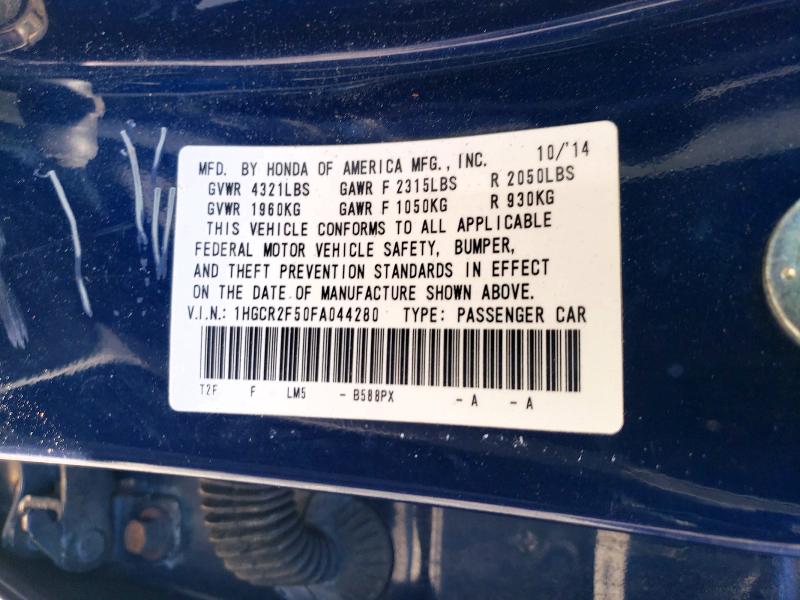 Продажа на аукционе авто 2015 Honda Accord, vin: 1HGCR2F50FA044280, номер лота: 48894036