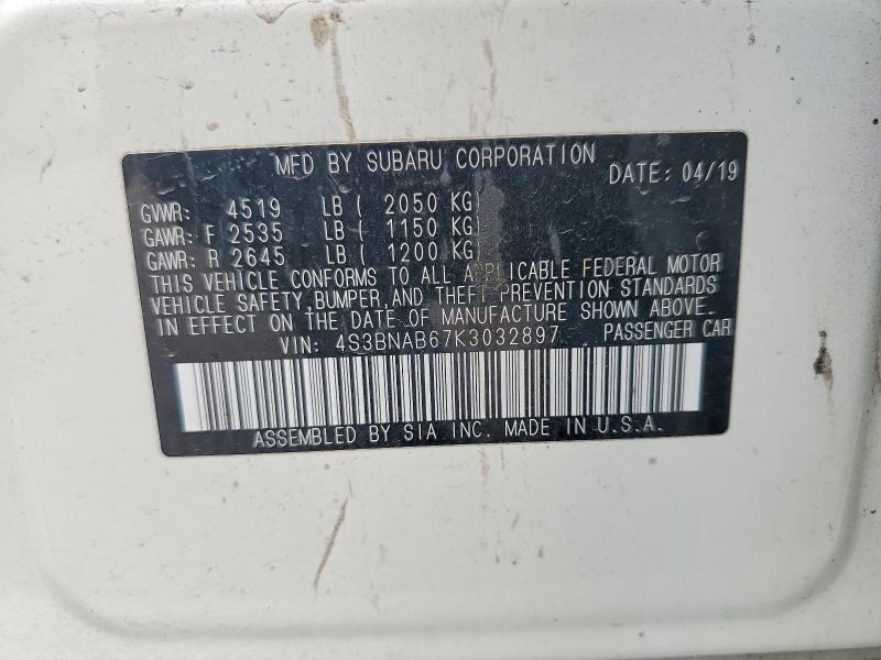 Aukcja sprzedaży 2019 Subaru Legacy, vin: 4S3BNAB67K3032897, numer aukcji: 49256126