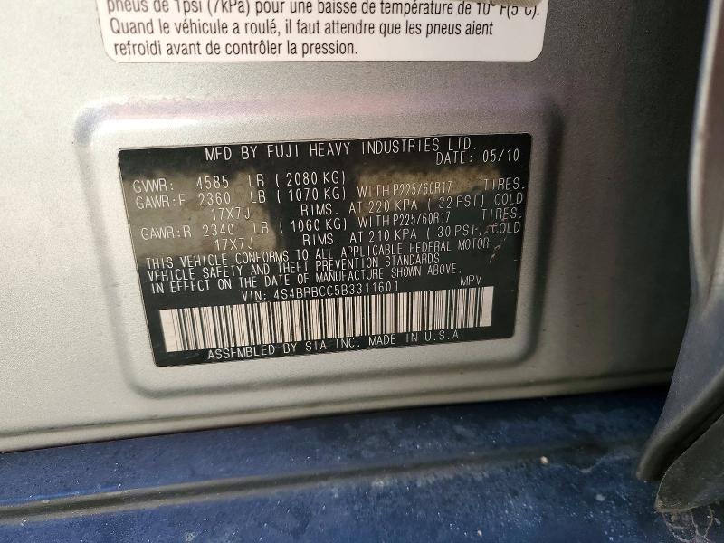 Aukcja sprzedaży 2011 Subaru Outback, vin: 4S4BRBCC5B3311601, numer aukcji: 48085246