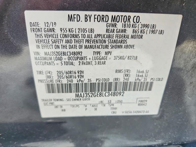 Aukcja sprzedaży 2020 Ford Ecosport, vin: MAJ3S2GE8LC348092, numer aukcji: 49750106