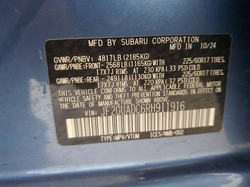 Продажа на аукционе авто 2024 Subaru Crosstrek, vin: JF2GUADC6RH911916, номер лота: 51510216
