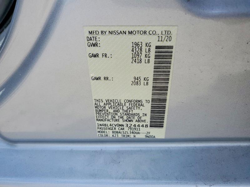 Продажа на аукционе авто 2021 Nissan Altima, vin: 1N4BL4CV0MN324448, номер лота: 49957666