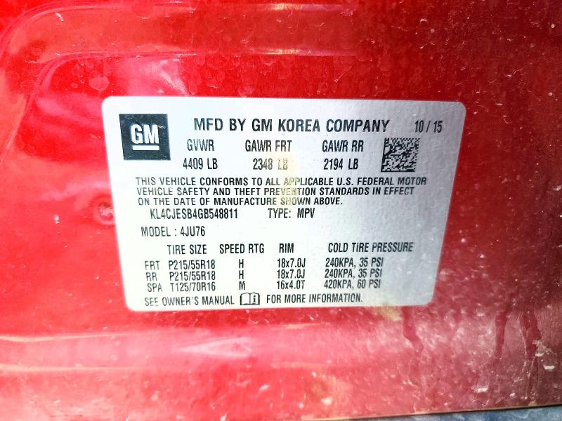 49712906 :رقم المزاد ، KL4CJESB4GB548811 vin ، 2016 Buick Encore مزاد بيع