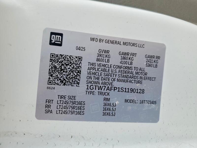 Aukcja sprzedaży 2025 Gmc Savana, vin: 1GTW7AFP1S1190128, numer aukcji: 50458456