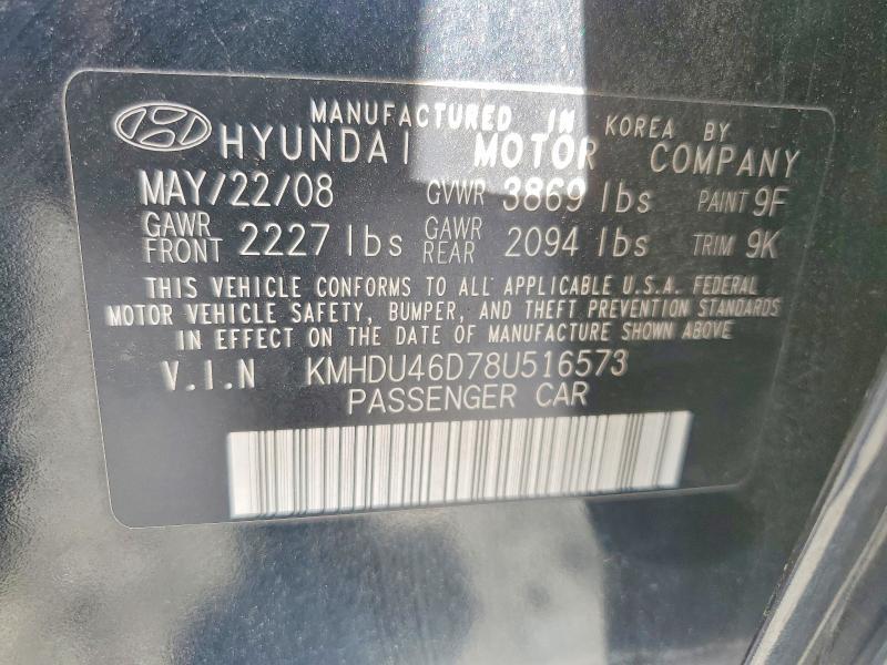 Продаж на аукціоні авто 2008 Hyundai Elantra, vin: KMHDU46D78U516573, номер лоту: 48427636
