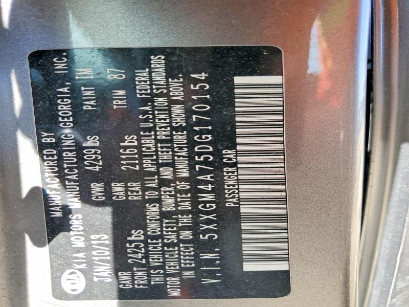 51297866 :رقم المزاد ، 5XXGM4A75DG170154 vin ، 2013 Kia Optima مزاد بيع