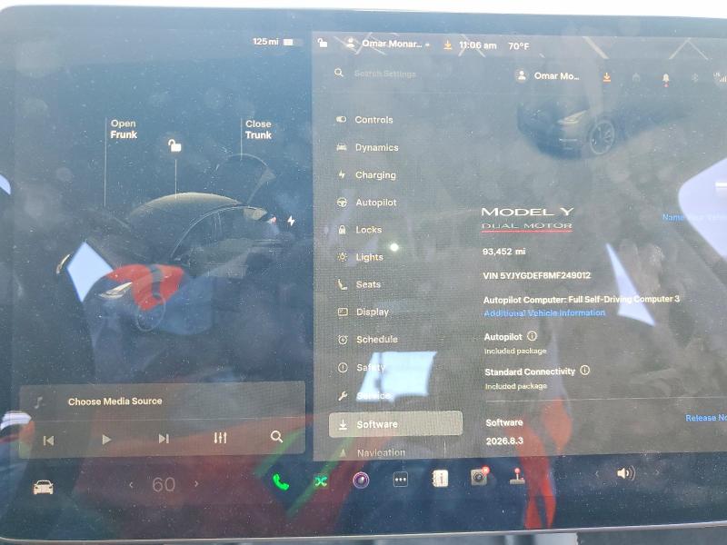 49661986 :رقم المزاد ، 5YJYGDEF8MF249012 vin ، 2021 Tesla Model Y مزاد بيع