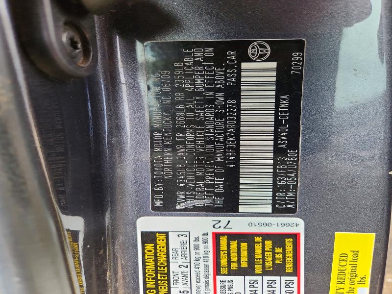 Aukcja sprzedaży 2010 Toyota Camry, vin: 4T4BF3EK7AR032278, numer aukcji: 48286926