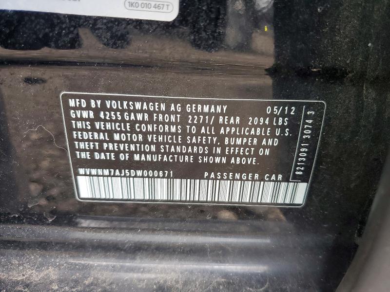 Продаж на аукціоні авто 2013 Volkswagen Golf, vin: WVWNM7AJ5DW000671, номер лоту: 50427846