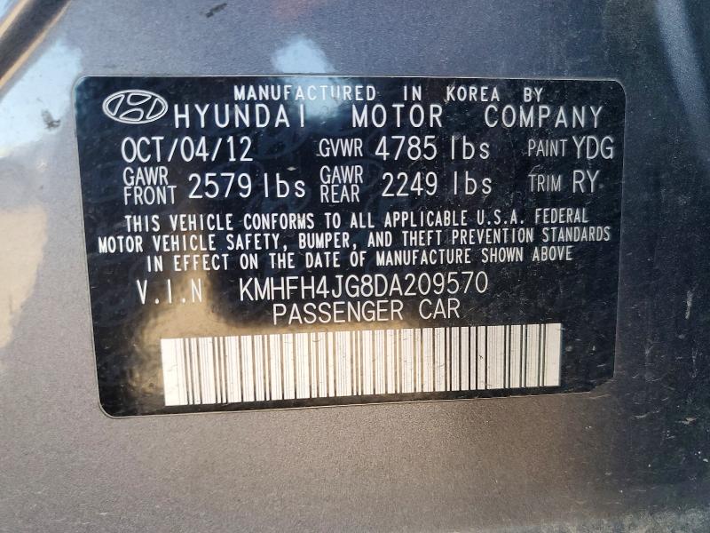Продаж на аукціоні авто 2013 Hyundai Azera, vin: KMHFH4JG8DA209570, номер лоту: 49856046