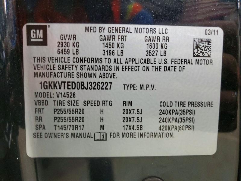 Auction sale of the 2011 Gmc Acadia, vin: 1GKKVTED0BJ326227, lot number: 48597496