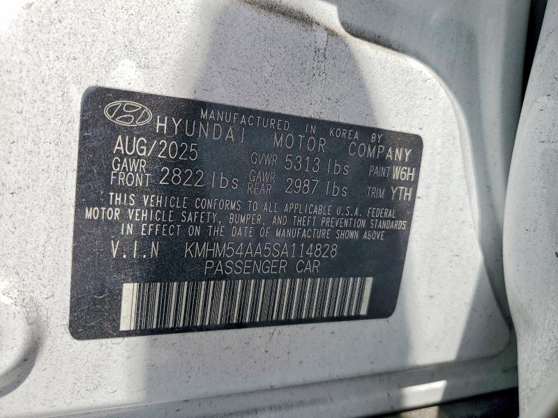2025 Hyundai Ioniq 6 მანქანა იყიდება აუქციონზე, vin: KMHM54AA5SA114828, აუქციონის ნომერი: 49667746