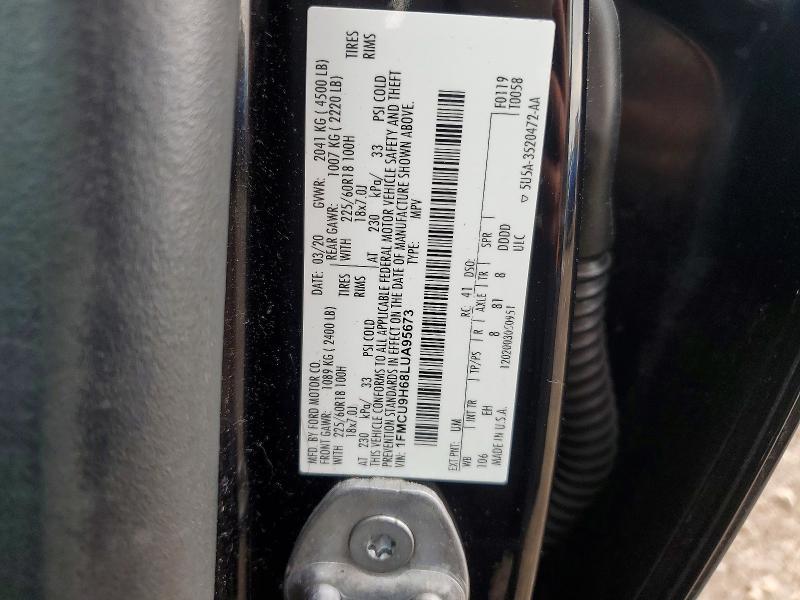 50165026 :رقم المزاد ، 1FMCU9H68LUA95673 vin ، 2020 Ford Escape مزاد بيع
