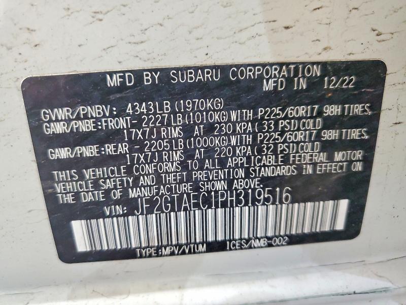 Продажа на аукционе авто 2023 Subaru Crosstrek, vin: JF2GTAEC1PH319516, номер лота: 49958926