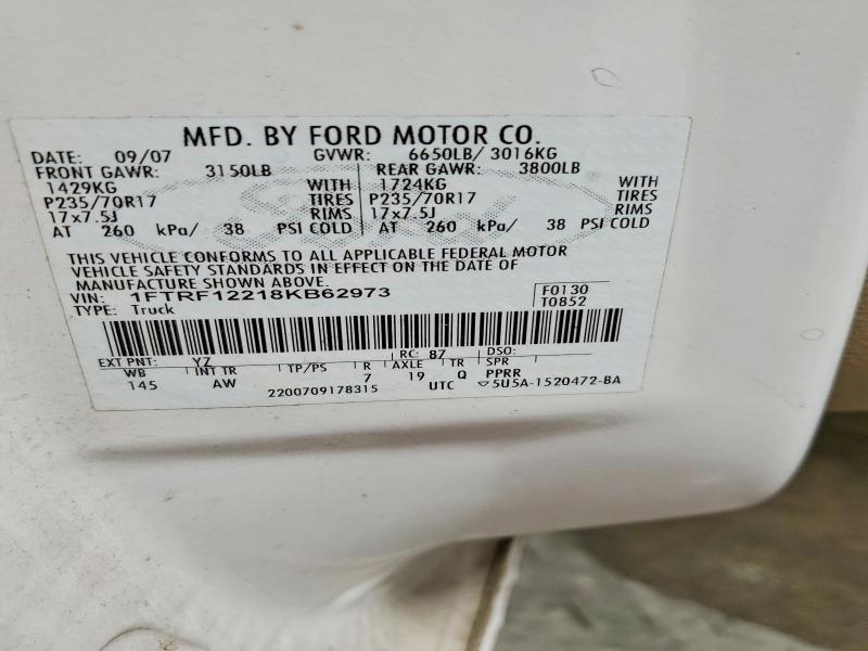 Aukcja sprzedaży 2008 Ford F150, vin: 1FTRF12218KB62973, numer aukcji: 51280426