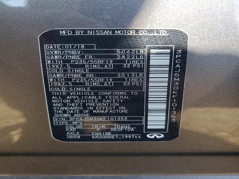 Продажа на аукционе авто 2019 Infiniti Qx50, vin: 3PCAJ5M30KF101353, номер лота: 50693526