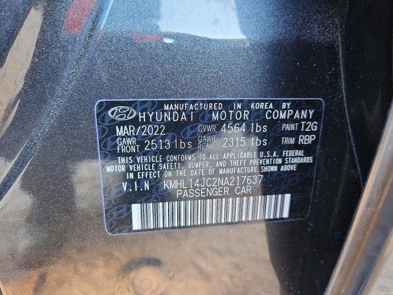 Продажа на аукционе авто 2022 Hyundai Sonata, vin: KMHL14JC2NA217637, номер лота: 47956976