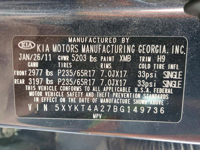 Продажа на аукционе авто 2011 Kia Sorento, vin: 5XYKT4A27BG149736, номер лота: 51021136