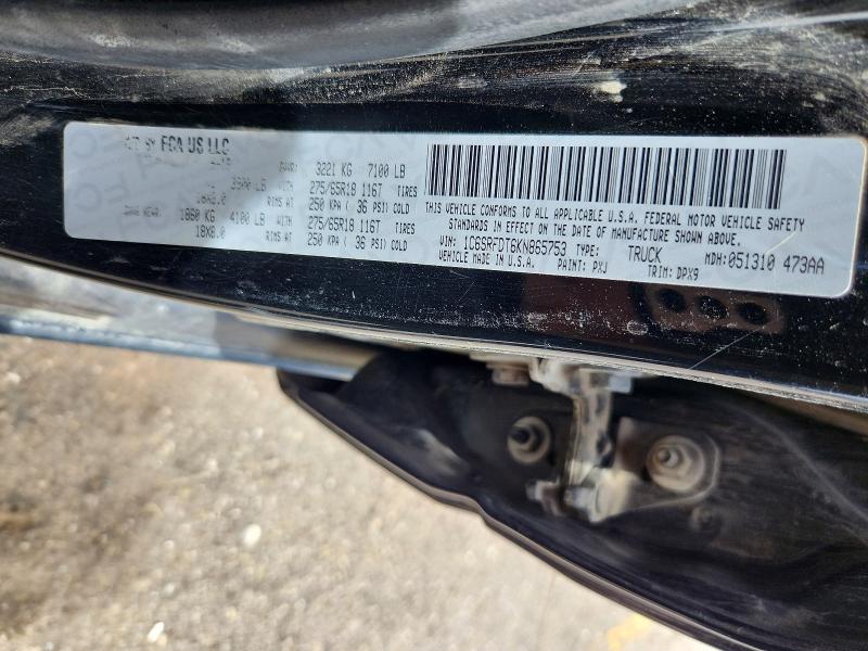 49967376 :رقم المزاد ، 1C6SRFDT6KN865753 vin ، 2019 Ram 1500 مزاد بيع