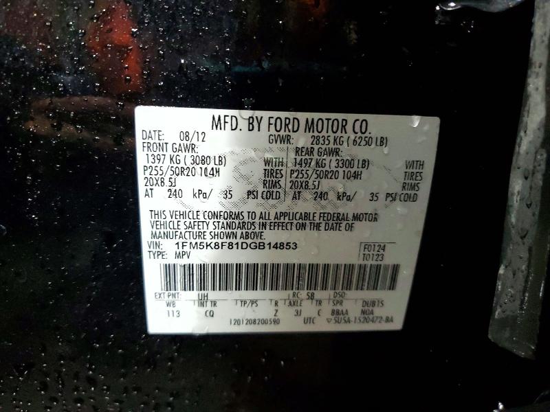 Aukcja sprzedaży 2013 Ford Explorer, vin: 1FM5K8F81DGB14853, numer aukcji: 49297666
