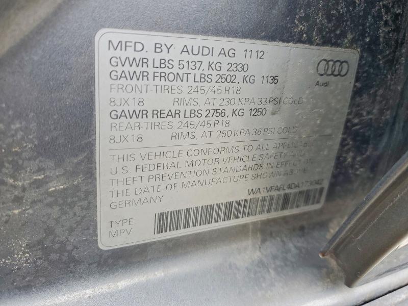Aukcja sprzedaży 2013 Audi A4 Allroad, vin: WA1VFAFL4DA173042, numer aukcji: 50219006