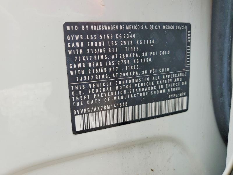 2024 Volkswagen Tiguan მანქანა იყიდება აუქციონზე, vin: 3VVRB7AX7RM141648, აუქციონის ნომერი: 49123206