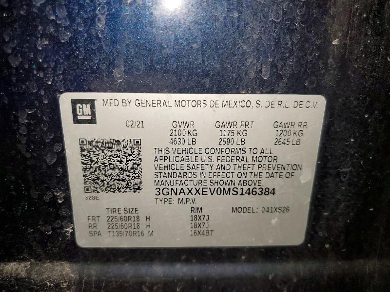 Продажа на аукционе авто 2021 Chevrolet Equinox, vin: 3GNAXXEV0MS146384, номер лота: 49320056