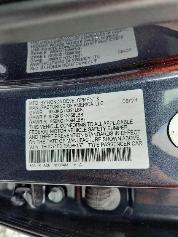 Продажа на аукционе авто 2024 Honda Accord, vin: 1HGCY1F31RA088157, номер лота: 49125996