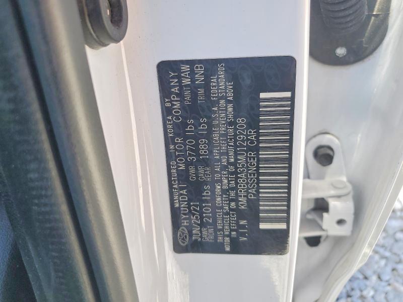 2021 Hyundai Venue მანქანა იყიდება აუქციონზე, vin: KMHRB8A35MU129208, აუქციონის ნომერი: 50665756