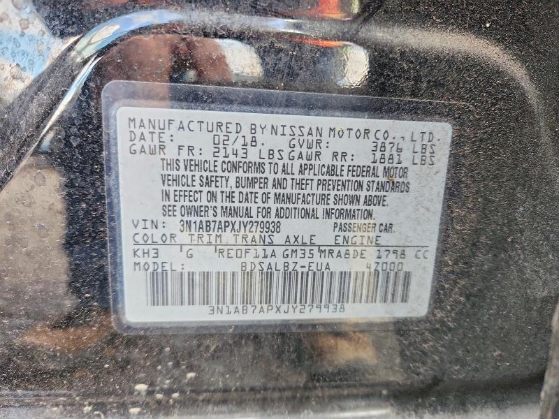 Aukcja sprzedaży 2018 Nissan Sentra, vin: 3N1AB7APXJY279938, numer aukcji: 48963846