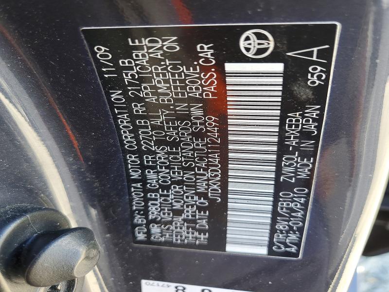 Aukcja sprzedaży 2010 Toyota Prius, vin: JTDKN3DU4A1124499, numer aukcji: 52024366