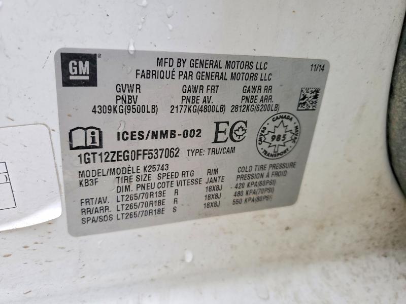 48624486 :رقم المزاد ، 1GT12ZEG0FF537062 vin ، 2015 Gmc Sierra مزاد بيع