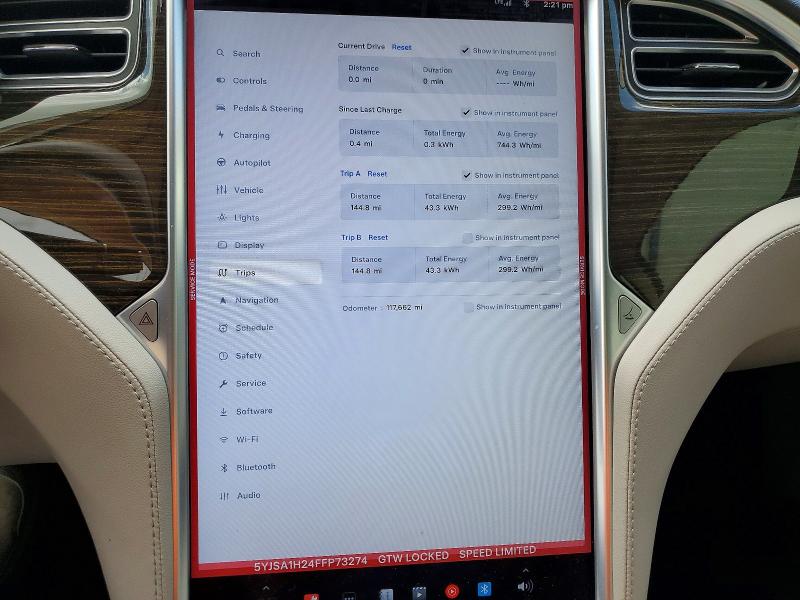 49483646 :رقم المزاد ، 5YJSA1H24FFP73274 vin ، 2015 Tesla Model S مزاد بيع
