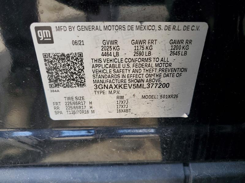 Продаж на аукціоні авто 2021 Chevrolet Equinox, vin: 3GNAXKEV5ML377200, номер лоту: 49626336