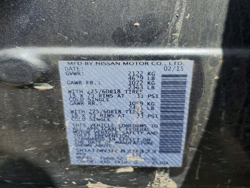 50787446 :رقم المزاد ، 5N1AT2MV3FC829323 vin ، 2015 Nissan Rogue مزاد بيع