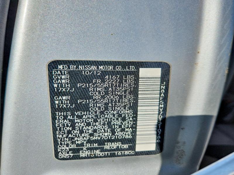 2013 Nissan Juke მანქანა იყიდება აუქციონზე, vin: JN8AF5MV7DT210786, აუქციონის ნომერი: 50892426