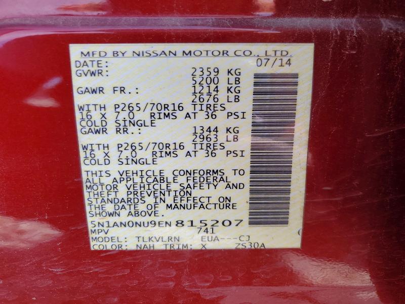 Aukcja sprzedaży 2014 Nissan Xterra, vin: 5N1AN0NU9EN815207, numer aukcji: 48780816