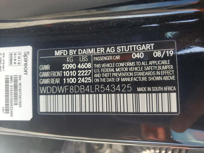 Продаж на аукціоні авто 2020 Mercedes-benz C, vin: WDDWF8DB4LR543425, номер лоту: 49648586