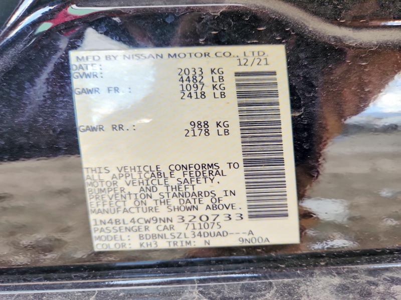 Продажа на аукционе авто 2022 Nissan Altima, vin: 1N4BL4CW9NN320733, номер лота: 50637766