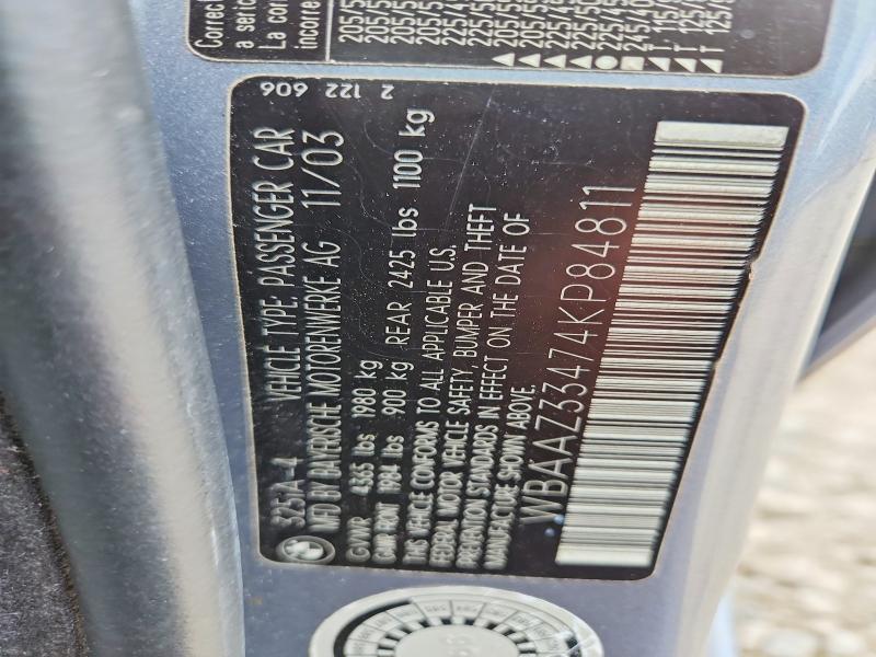 51173456 :رقم المزاد ، WBAAZ33474KP84811 vin ، 2004 Bmw 325 مزاد بيع