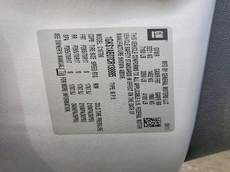 48946516 :رقم المزاد ، 1GKS1AE07CR138885 vin ، 2012 Gmc Yukon مزاد بيع