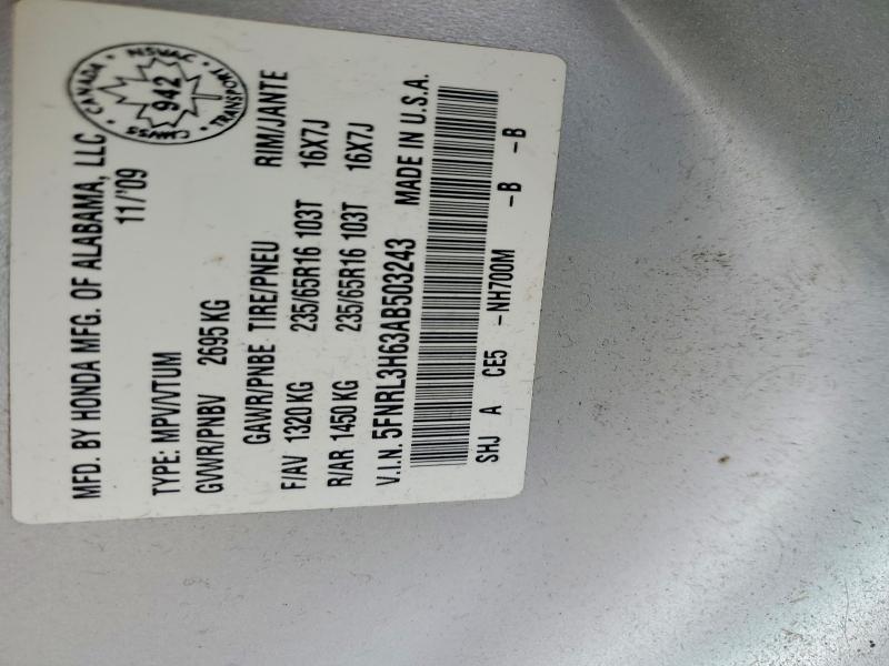 Aukcja sprzedaży 2010 Honda Oddesey, vin: 5FNRL3H63AB503243, numer aukcji: 49728586