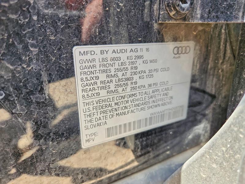 2017 Audi Q7 მანქანა იყიდება აუქციონზე, vin: WA1AAAF77HD037265, აუქციონის ნომერი: 49299466
