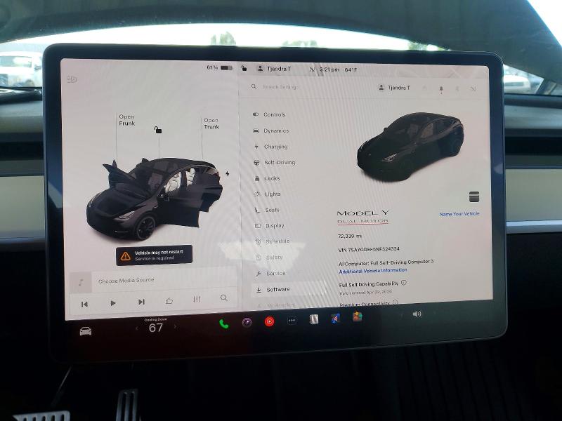 Aukcja sprzedaży 2022 Tesla Model Y, vin: 7SAYGDEF5NF324334, numer aukcji: 49923076