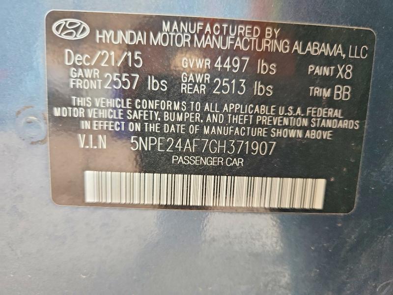 Aukcja sprzedaży 2016 Hyundai Sonata, vin: 5NPE24AF7GH371907, numer aukcji: 51008066
