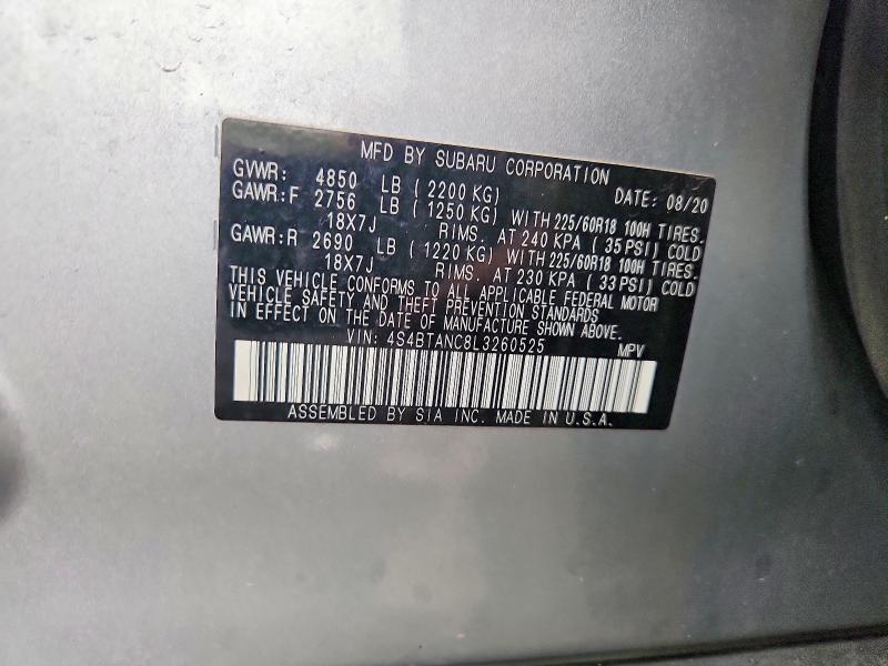 Aukcja sprzedaży 2020 Subaru Outback, vin: 4S4BTANC8L3260525, numer aukcji: 51850506