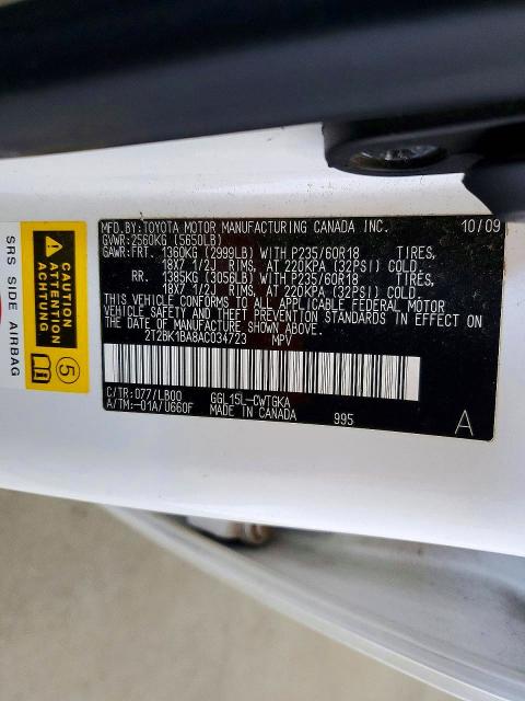 Aukcja sprzedaży 2010 Lexus Rx 350, vin: 2T2BK1BA8AC034723, numer aukcji: 49112956
