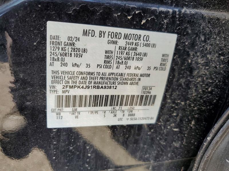 49029306 :رقم المزاد ، 2FMPK4J91RBA93812 vin ، 2024 Ford Edge مزاد بيع