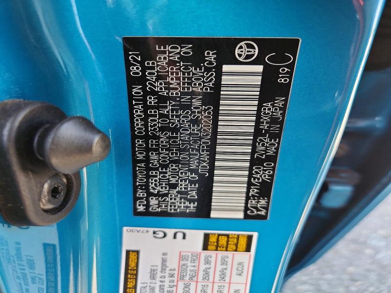 Продаж на аукціоні авто 2022 Toyota Prius Prime, vin: JTDKAMFP0N3202053, номер лоту: 52028966