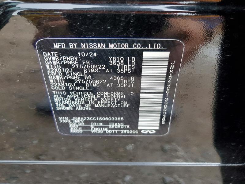 Aukcja sprzedaży 2025 Infiniti Qx80, vin: JN8AZ3CC1S9603365, numer aukcji: 49723106